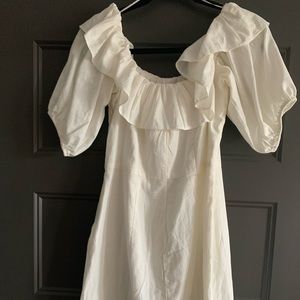 White Off Shoulder Dress with Ruffle Detail